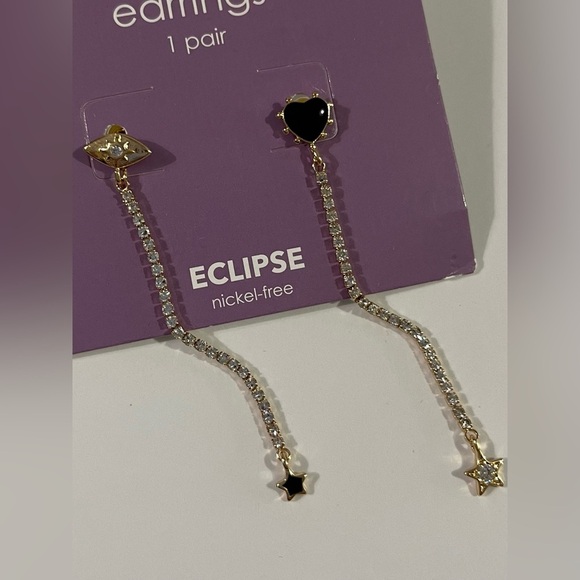 NWT Gold Eclipse Dangle Earrings - Picture 1 of 2